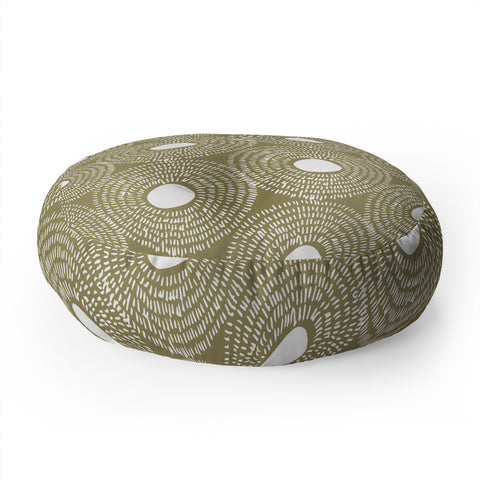 Camilla Foss Circles in Olive II Floor Pillow Round