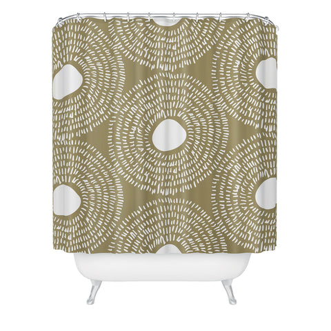 Camilla Foss Circles in Olive II Shower Curtain