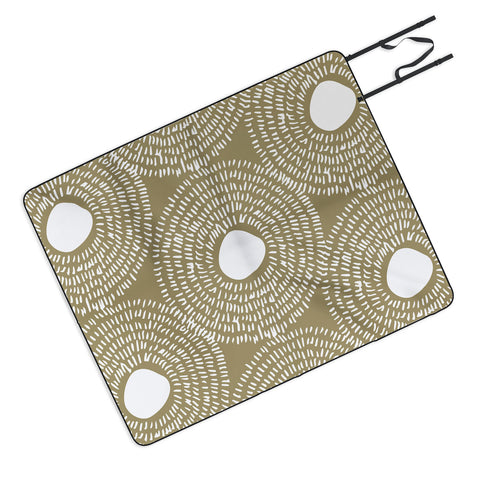 Camilla Foss Circles in Olive II Outdoor Blanket