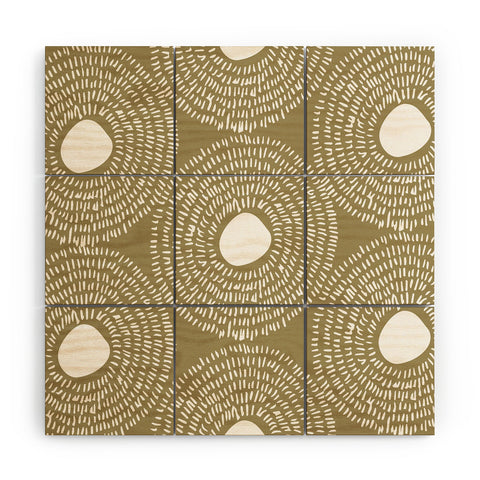 Camilla Foss Circles in Olive II Wood Wall Mural