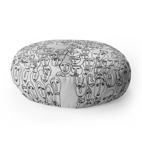 Camilla Foss Faces Floor Pillow Round