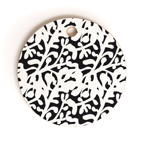 Camilla Foss Lush Rosehip Black White Cutting Board Round