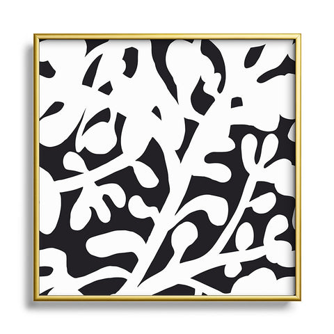 Camilla Foss Lush Rosehip Black White Metal Square Framed Art Print