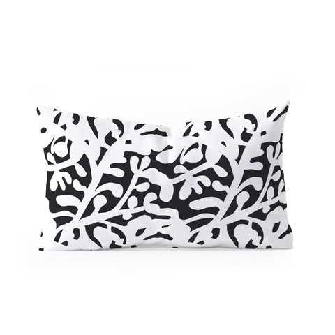 Camilla Foss Lush Rosehip Black White Oblong Throw Pillow