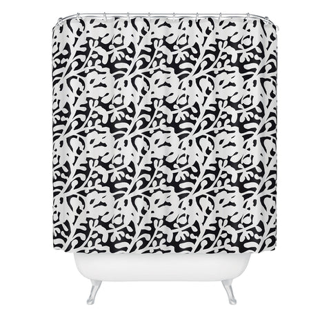 Camilla Foss Lush Rosehip Black White Shower Curtain