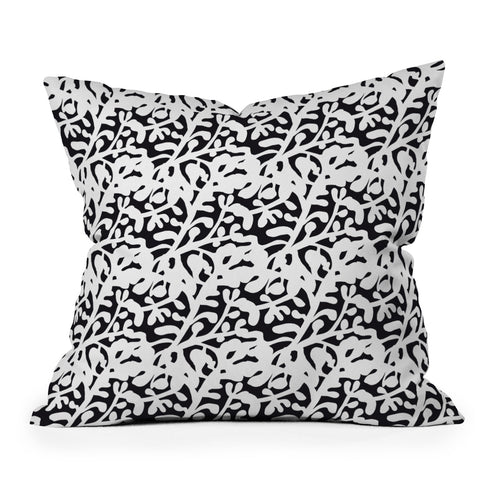 Camilla Foss Lush Rosehip Black White Outdoor Throw Pillow