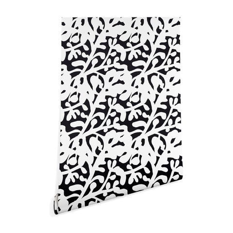 Camilla Foss Lush Rosehip Black White Wallpaper