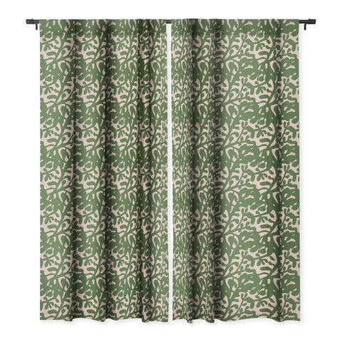 Camilla Foss Lush Rosehip Green Pink Blackout Window Curtain
