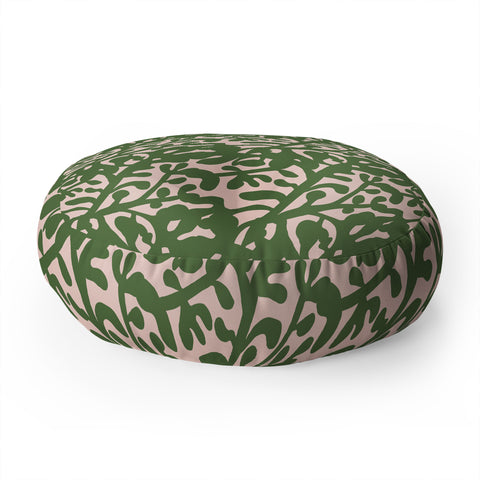 Camilla Foss Lush Rosehip Green Pink Floor Pillow Round