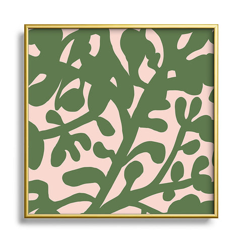 Camilla Foss Lush Rosehip Green Pink Metal Square Framed Art Print