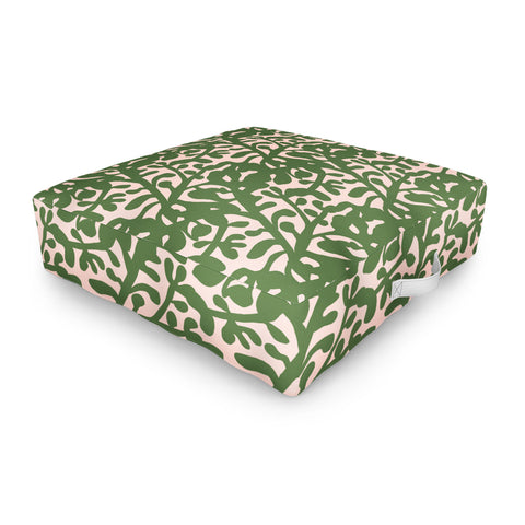Camilla Foss Lush Rosehip Green Pink Outdoor Floor Cushion