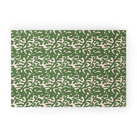 Camilla Foss Lush Rosehip Green Pink Welcome Mat
