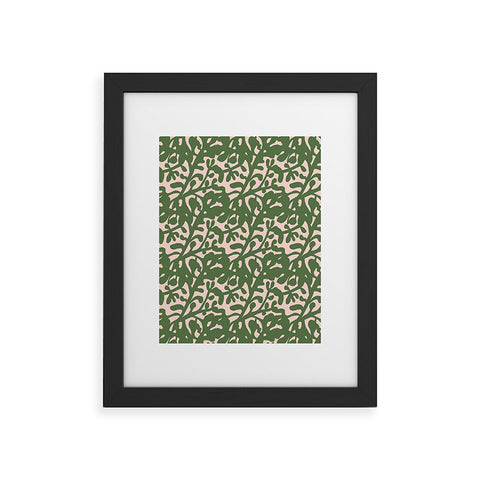 Camilla Foss Lush Rosehip Green Pink Framed Art Print