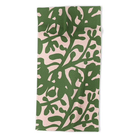 Camilla Foss Lush Rosehip Green Pink Beach Towel