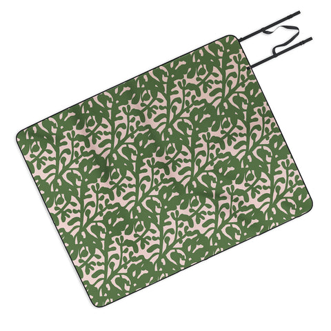 Camilla Foss Lush Rosehip Green Pink Picnic Blanket