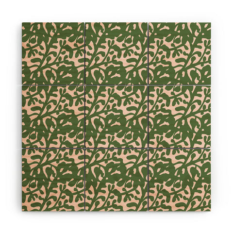 Camilla Foss Lush Rosehip Green Pink Wood Wall Mural