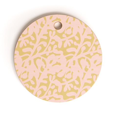 Camilla Foss Lush Rosehip Pink Yellow Cutting Board Round