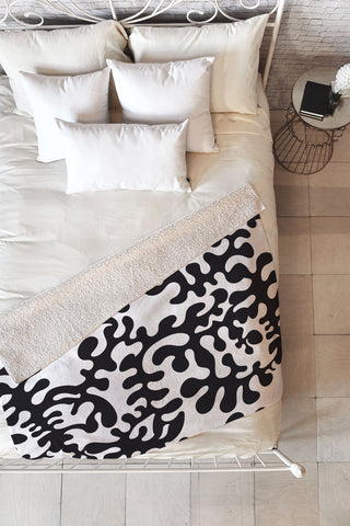 Camilla Foss Shapes Black and White Fleece Throw Blanket