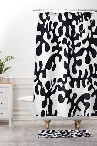 Camilla Foss Shapes Black and White Shower Curtain And Mat