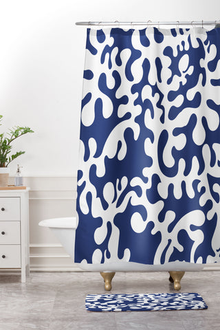 Camilla Foss Shapes Blue Shower Curtain And Mat