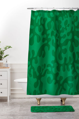 Camilla Foss Shapes Green Shower Curtain And Mat