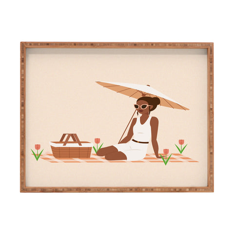 camilleallen a private picnic in the spring Rectangular Tray