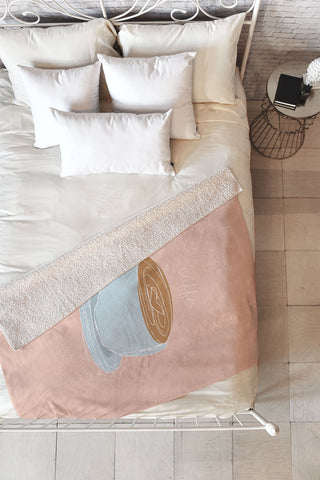 camilleallen Italian coffee sketch Fleece Throw Blanket