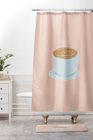 camilleallen Italian coffee sketch Shower Curtain And Mat