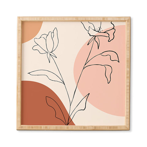 camilleallen Poppies line drawing Framed Wall Art