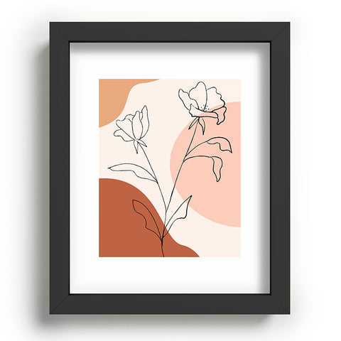 camilleallen Poppies line drawing Recessed Framing Rectangle