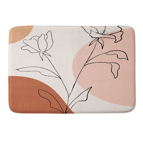 camilleallen Poppies line drawing Memory Foam Bath Mat