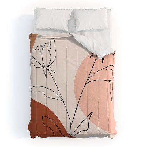 camilleallen Poppies line drawing Comforter
