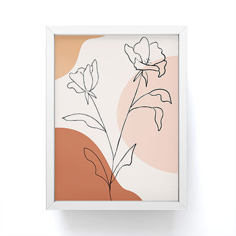 camilleallen Poppies line drawing Framed Mini Art Print