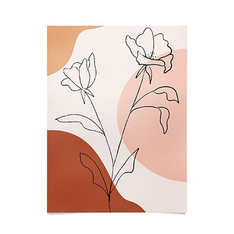 camilleallen Poppies line drawing Poster