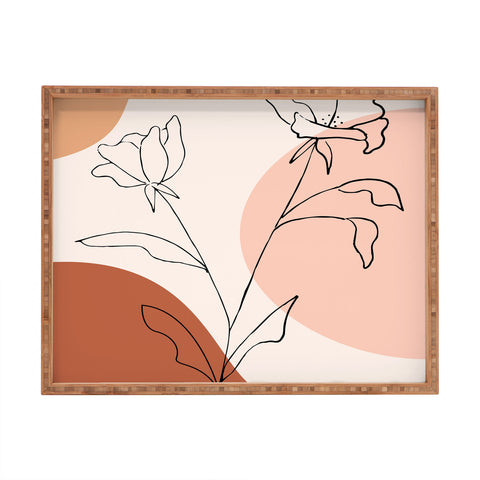 camilleallen Poppies line drawing Rectangular Tray