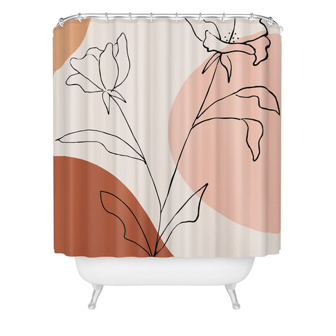 camilleallen Poppies line drawing Shower Curtain
