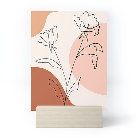 camilleallen Poppies line drawing Mini Art Print
