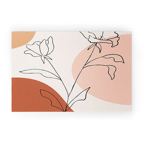camilleallen Poppies line drawing Welcome Mat