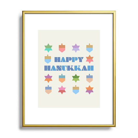 Carey Copeland Happy Hanukkah Dreidels Star Metal Framed Art Print