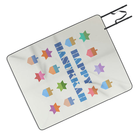 Carey Copeland Happy Hanukkah Dreidels Star Picnic Blanket