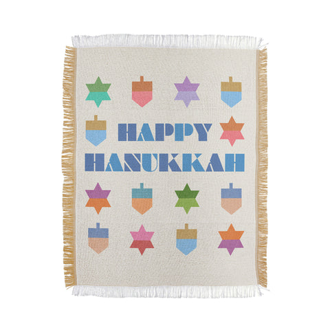 Carey Copeland Happy Hanukkah Dreidels Star Throw Blanket