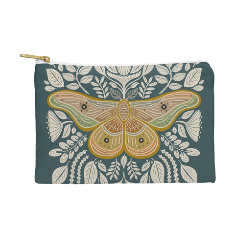 Carey Copeland Moth Floral Gold BlueGreen Pouch