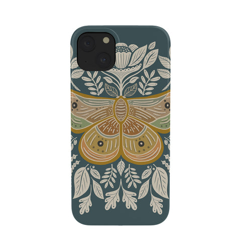 Carey Copeland Moth Floral Gold BlueGreen Phone Case