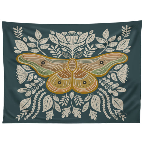 Carey Copeland Moth Floral Gold BlueGreen Tapestry