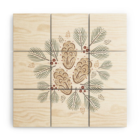 Carey Copeland Pinecones and Pine needles Wood Wall Mural