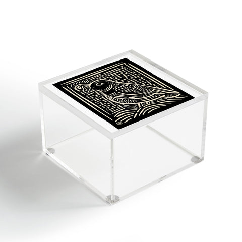 Carey Copeland Quail Block Print Black Beige Acrylic Box