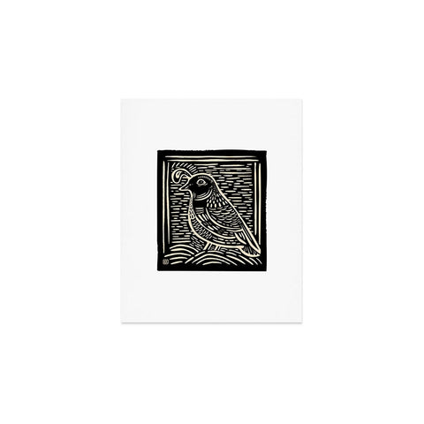 Carey Copeland Quail Block Print Black Beige Art Print