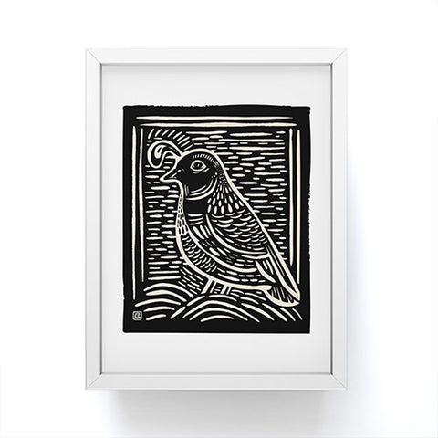 Carey Copeland Quail Block Print Black Beige Framed Mini Art Print
