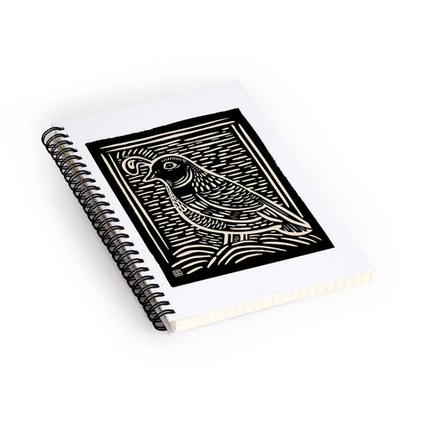 Carey Copeland Quail Block Print Black Beige Spiral Notebook