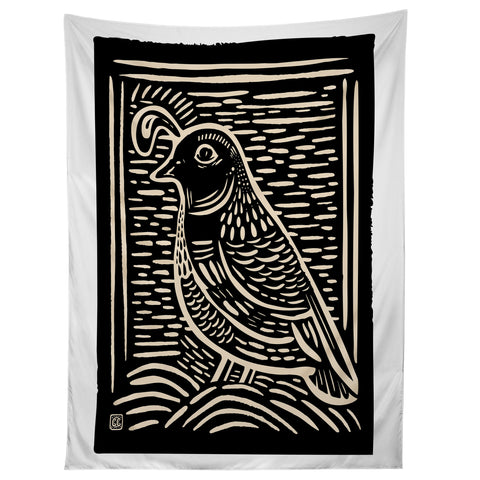 Carey Copeland Quail Block Print Black Beige Tapestry